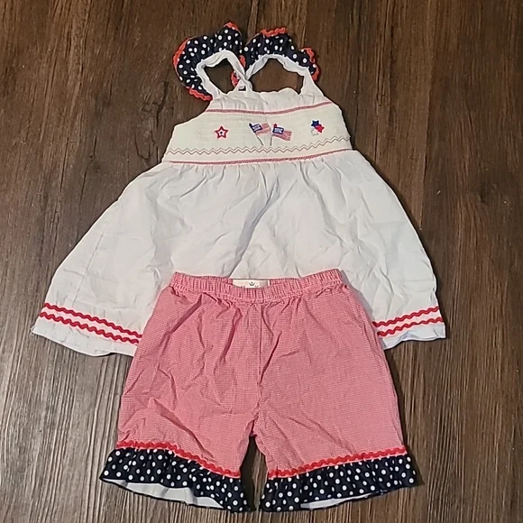 MARIE NICOLE XL SIZE 5 GIRLS 4TH OF JULY PATRIOTIC AMERICANA BOUTIQUE OUTFIT - Picture 1 of 2